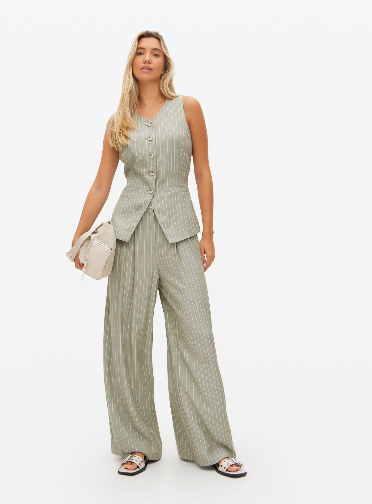 Sage Green Ultra-Wide Co-ord Tailored Trousers 14R - Image 2 thumbnail
